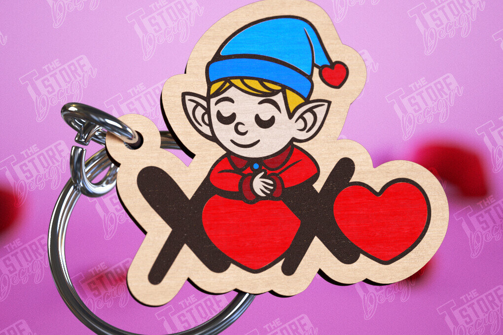 Σετ των 3 Intra απο ξύλο plywood 3mm-4mm πάχος – Μπρελόκ για την ημέρα του Αγίου Βαλεντίνου | Χαριτωμένο μπρελόκ Δίασταση  5x5 cm INTRAFABR-110278932