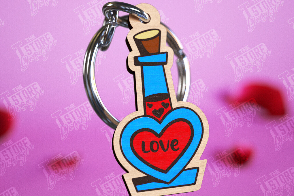 Σετ των 3 Intra απο ξύλο plywood 3mm-4mm πάχος – Μπρελόκ για την ημέρα του Αγίου Βαλεντίνου | Χαριτωμένο μπρελόκ Δίασταση  5x5 cm INTRAFABR-110278940