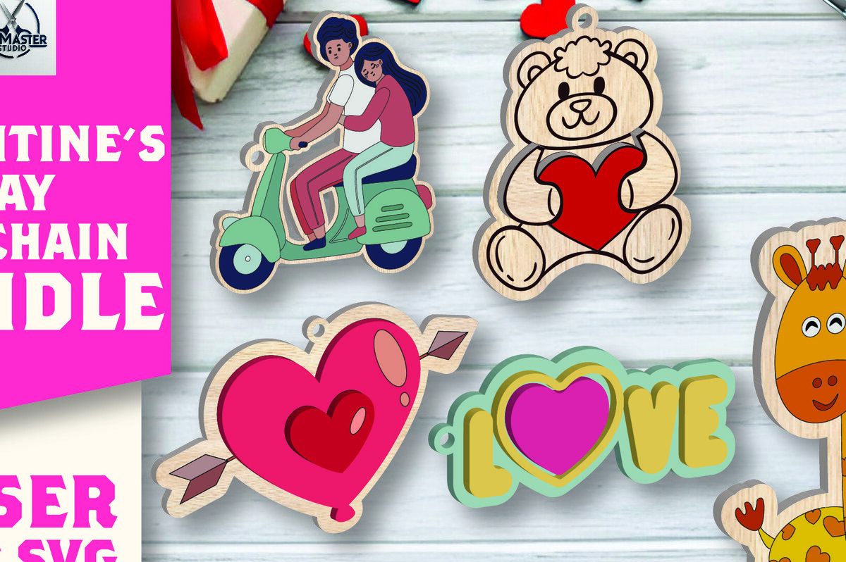 Σετ των 3 Intra απο ξύλο plywood 3mm-4mm πάχος – Πακέτο μπρελόκ για την ημέρα του Αγίου Βαλεντίνου Δίασταση  5x5 cm INTRAFABR-109753385