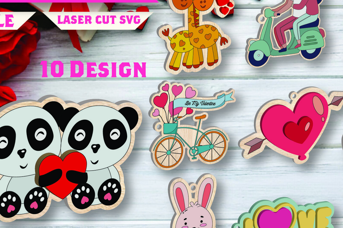 Σετ των 3 Intra απο ξύλο plywood 3mm-4mm πάχος – Πακέτο μπρελόκ για την ημέρα του Αγίου Βαλεντίνου Δίασταση  5x5 cm INTRAFABR-109753471