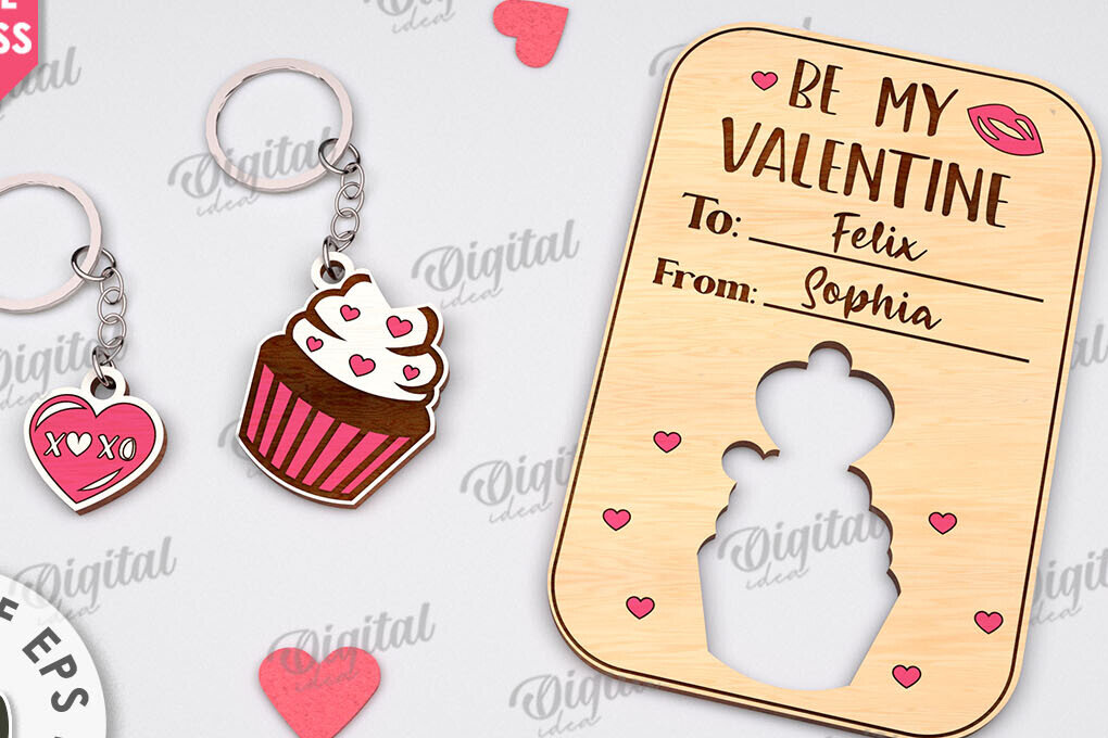 Σετ των 3 Intra απο ξύλο plywood 3mm-4mm πάχος – Μπρελόκ για την ημέρα του Αγίου Βαλεντίνου Δωροκάρτα Laser Δίασταση  5x5 cm INTRAFABR-111208252