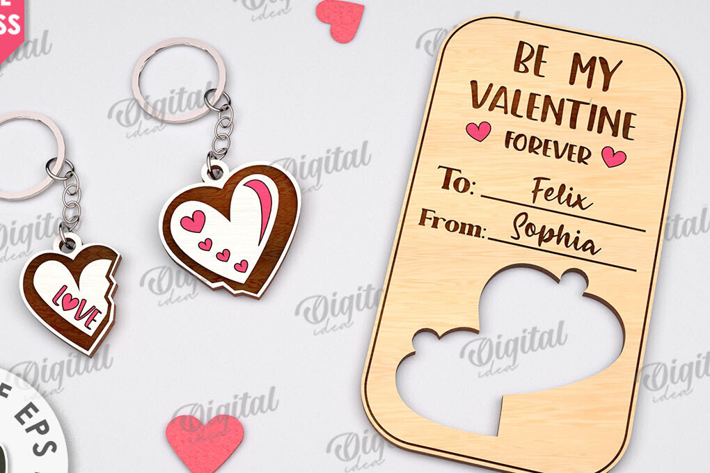 Σετ των 3 Intra απο ξύλο plywood 3mm-4mm πάχος – Μπρελόκ για την ημέρα του Αγίου Βαλεντίνου Δωροκάρτα Laser Δίασταση  5x5 cm INTRAFABR-111208293