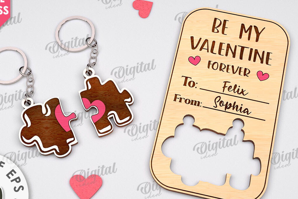 Σετ των 3 Intra απο ξύλο plywood 3mm-4mm πάχος – Μπρελόκ για την ημέρα του Αγίου Βαλεντίνου Δωροκάρτα Laser Δίασταση  5x5 cm INTRAFABR-111208392