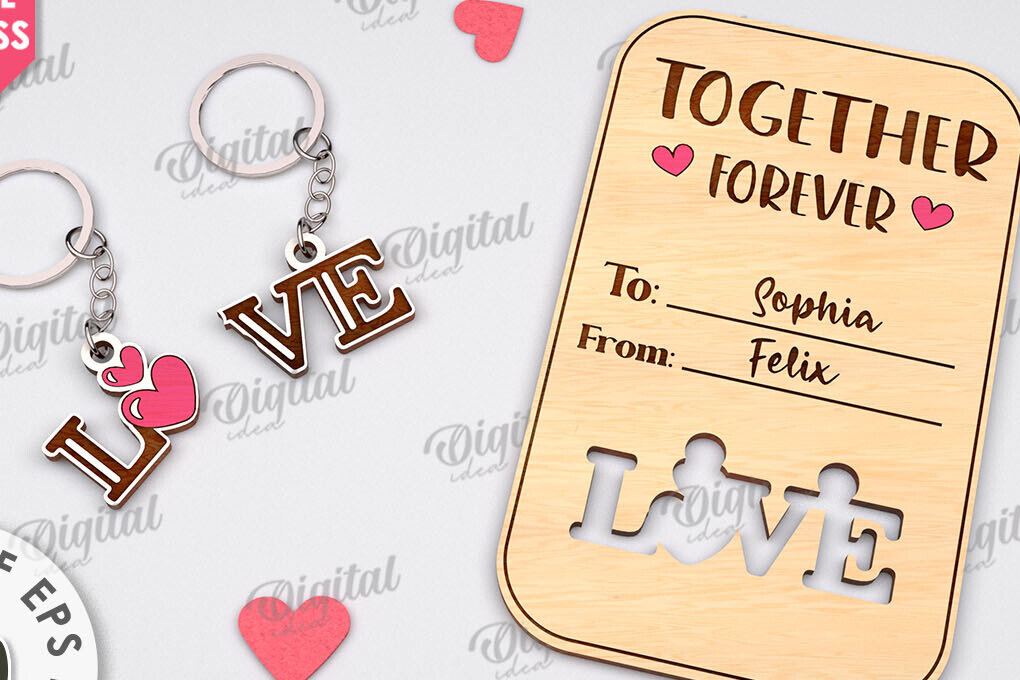 Σετ των 3 Intra απο ξύλο plywood 3mm-4mm πάχος – Μπρελόκ για την ημέρα του Αγίου Βαλεντίνου Δωροκάρτα Laser Δίασταση  5x5 cm INTRAFABR-111208431