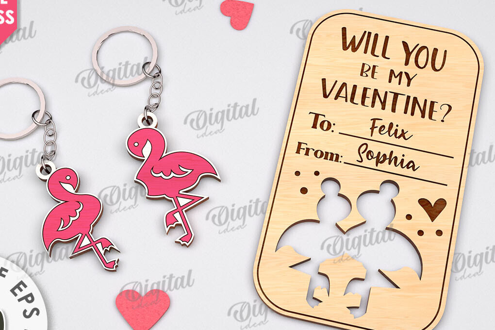 Σετ των 3 Intra απο ξύλο plywood 3mm-4mm πάχος – Μπρελόκ για την ημέρα του Αγίου Βαλεντίνου Δωροκάρτα Laser Δίασταση  5x5 cm INTRAFABR-111208702