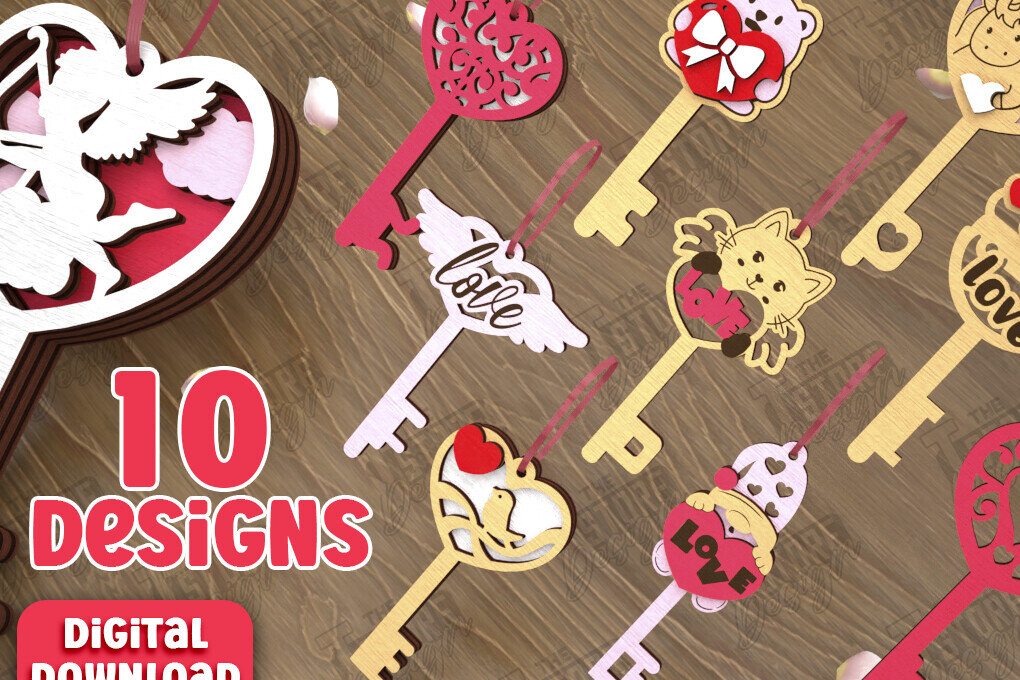 Σετ των 2 Intra απο ξύλο plywood 3mm-4mm πάχος – Πακέτο κλειδιών για την ημέρα του Αγίου Βαλεντίνου | Ιδέα δώρου Δίασταση  20x20 cm INTRAFABR-110260672