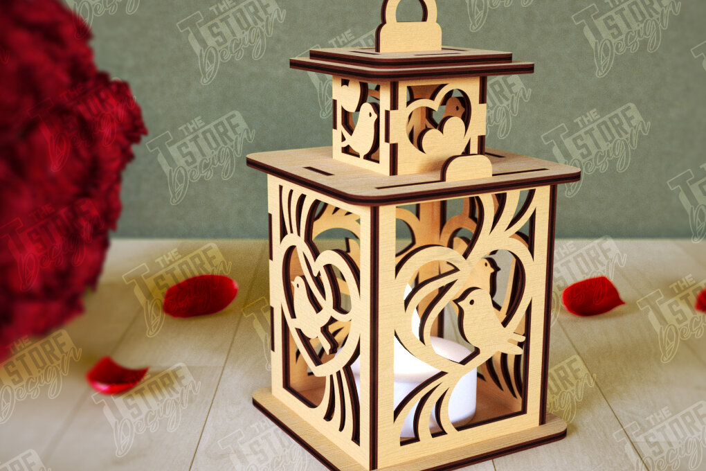 Σετ των 2 Intra απο ξύλο plywood 3mm-4mm πάχος – Φανάρι του Αγίου Βαλεντίνου | Λάμπα σκιών Δίασταση  20x20 cm INTRAFABR-110187600