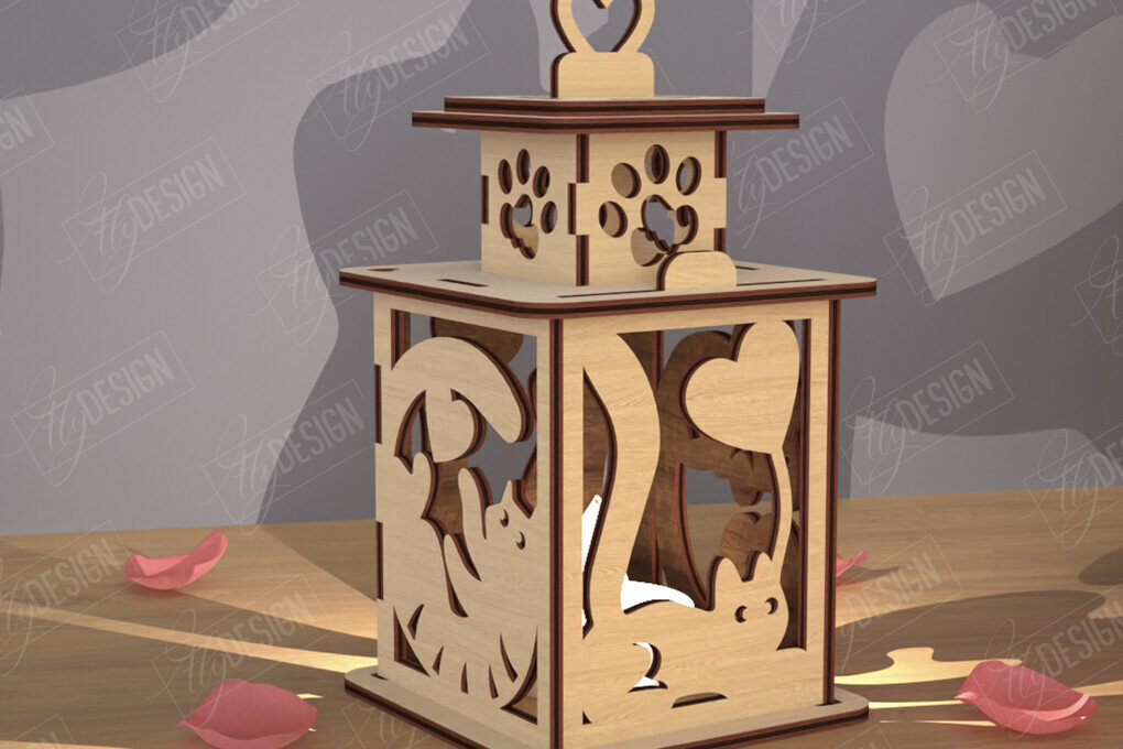 Σετ των 2 Intra απο ξύλο plywood 3mm-4mm πάχος – Φανάρι του Αγίου Βαλεντίνου | Λάμπα σκιών Δίασταση  20x20 cm INTRAFABR-110263275