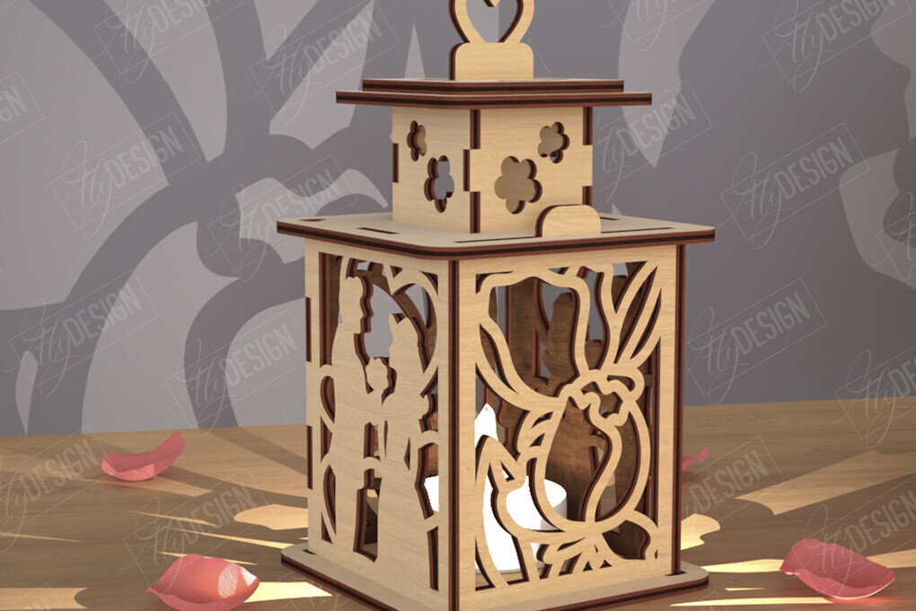 Σετ των 2 Intra απο ξύλο plywood 3mm-4mm πάχος – Φανάρι του Αγίου Βαλεντίνου | Λάμπα σκιών Δίασταση  20x20 cm INTRAFABR-110263291