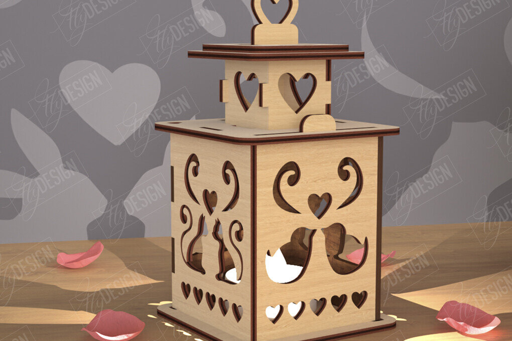 Σετ των 2 Intra απο ξύλο plywood 3mm-4mm πάχος – Φανάρι του Αγίου Βαλεντίνου | Λάμπα σκιών Δίασταση  20x20 cm INTRAFABR-110263305