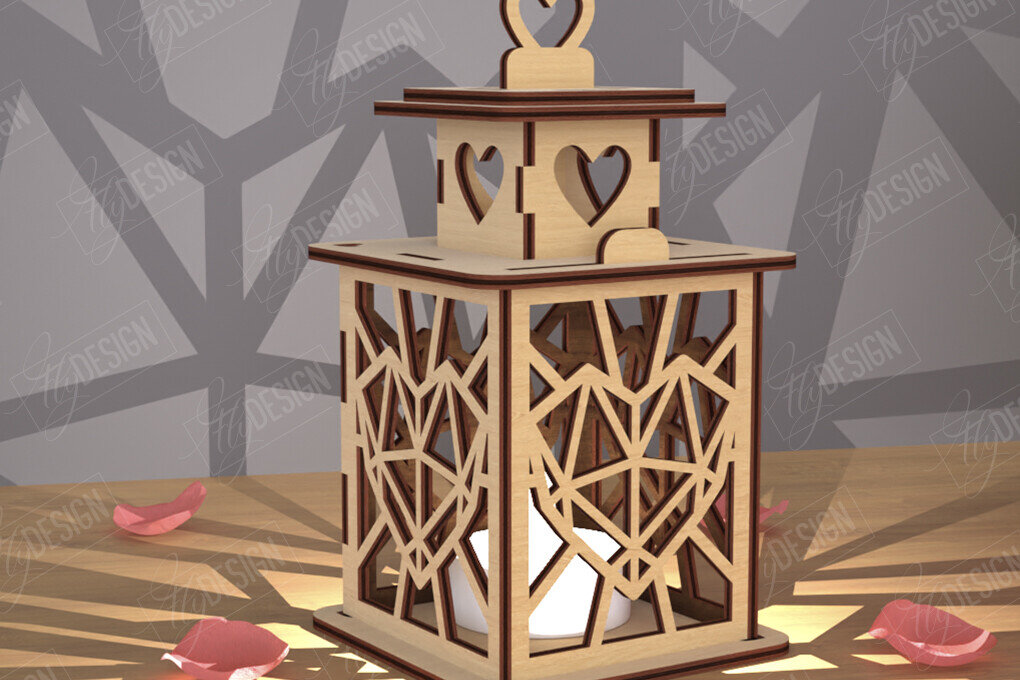 Σετ των 2 Intra απο ξύλο plywood 3mm-4mm πάχος – Φανάρι του Αγίου Βαλεντίνου | Λάμπα σκιών Δίασταση  20x20 cm INTRAFABR-110263311