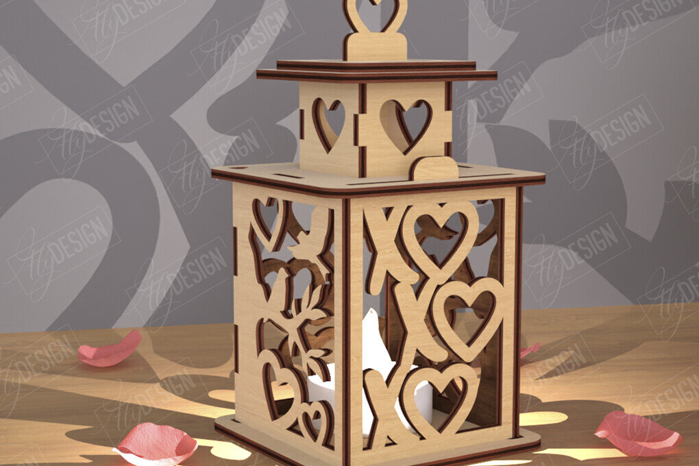 Σετ των 2 Intra απο ξύλο plywood 3mm-4mm πάχος – Φανάρι του Αγίου Βαλεντίνου | Λάμπα σκιών Δίασταση  20x20 cm INTRAFABR-110263317