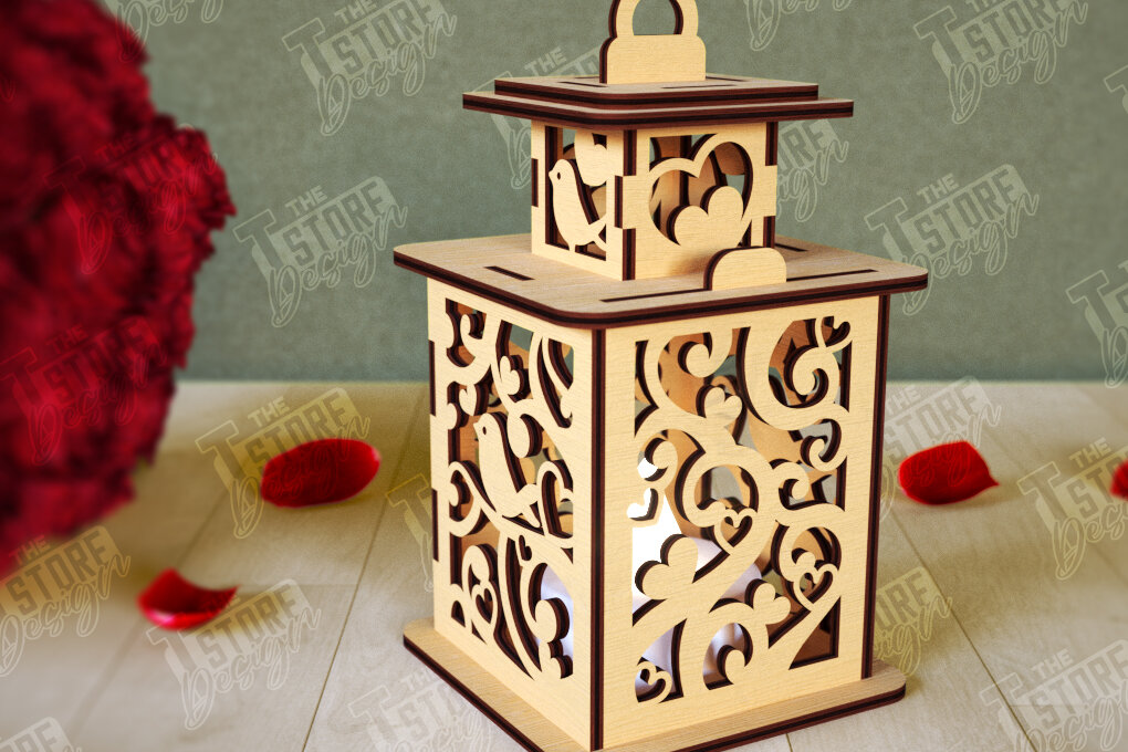 Σετ των 2 Intra απο ξύλο plywood 3mm-4mm πάχος – Φανάρι του Αγίου Βαλεντίνου | Λάμπα σκιών Δίασταση  20x20 cm INTRAFABR-110187557