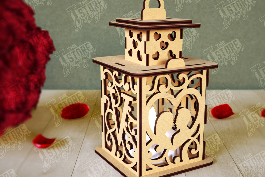 Σετ των 2 Intra απο ξύλο plywood 3mm-4mm πάχος – Φανάρι του Αγίου Βαλεντίνου | Λάμπα σκιών Δίασταση  20x20 cm INTRAFABR-110187565