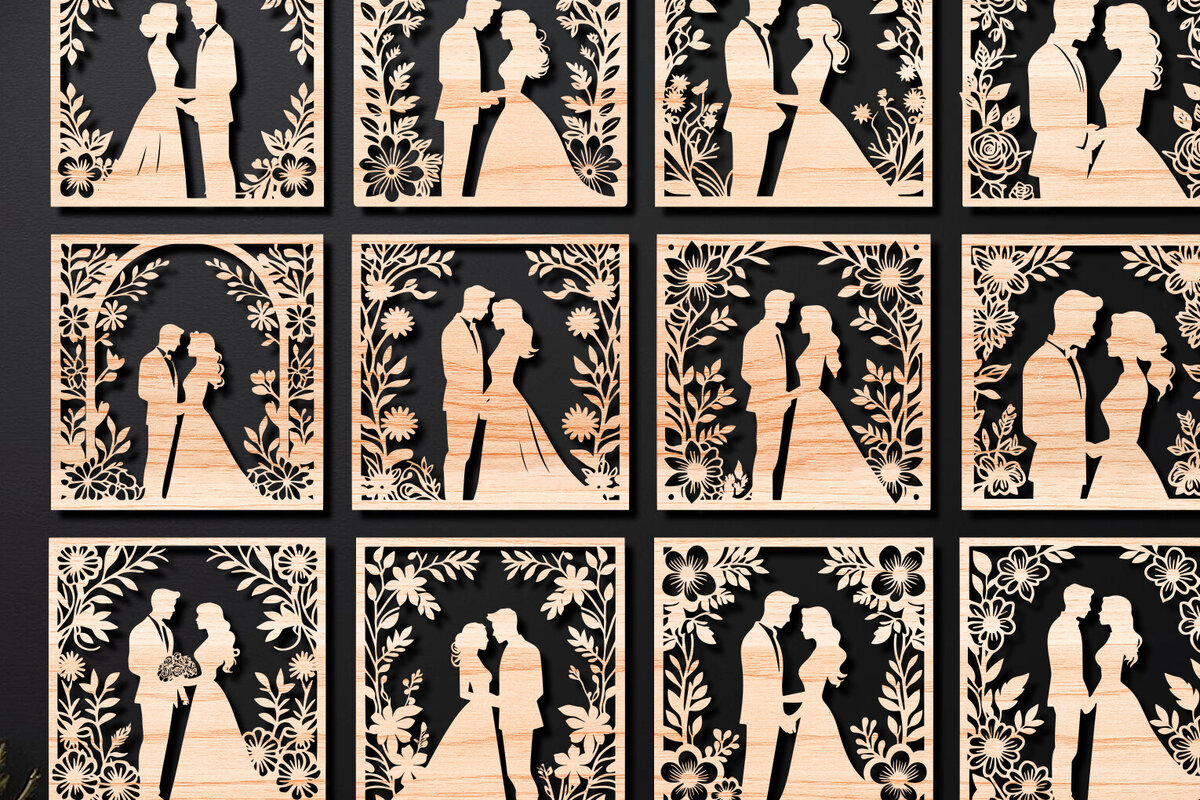 Σετ των 2 Intra απο ξύλο plywood 3mm-4mm πάχος – Πάνελ αρχείου κοπής με λέιζερ για την ημέρα του Αγίου Βαλεντίνου Δίασταση  20x20 cm INTRAFABR-112342491