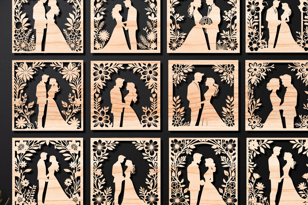 Σετ των 2 Intra απο ξύλο plywood 3mm-4mm πάχος – Πάνελ αρχείου κοπής με λέιζερ για την ημέρα του Αγίου Βαλεντίνου Δίασταση  20x20 cm INTRAFABR-112342504