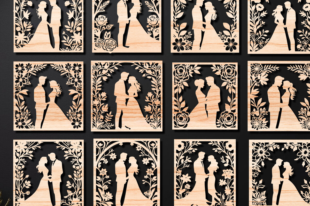 Σετ των 2 Intra απο ξύλο plywood 3mm-4mm πάχος – Πάνελ αρχείου κοπής με λέιζερ για την ημέρα του Αγίου Βαλεντίνου Δίασταση  20x20 cm INTRAFABR-112342513