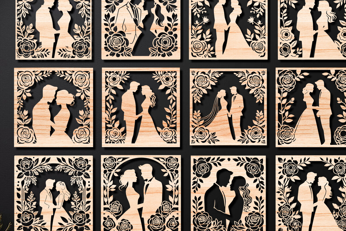 Σετ των 2 Intra απο ξύλο plywood 3mm-4mm πάχος – Πάνελ αρχείου κοπής με λέιζερ για την ημέρα του Αγίου Βαλεντίνου Δίασταση  20x20 cm INTRAFABR-112342486