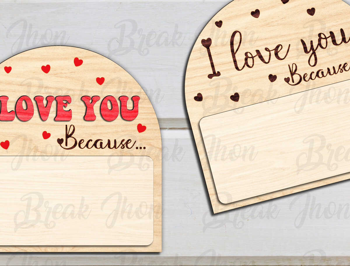 Σετ των 2 Intra απο ξύλο plywood 3mm-4mm πάχος – Αρχείο κοπής με λέιζερ για την ημέρα του Αγίου Βαλεντίνου Δίασταση  20x20 cm INTRAFABR-114047810