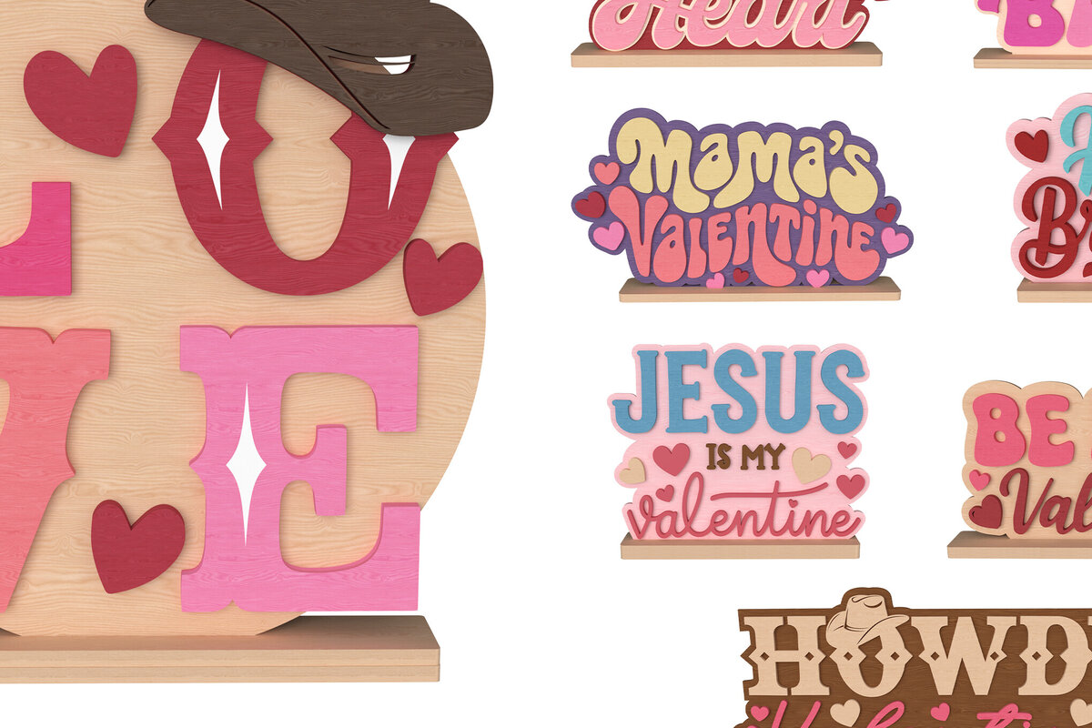 Σετ των 2 Intra απο ξύλο plywood 3mm-4mm πάχος – Πακέτο λέιζερ για την ημέρα του Αγίου Βαλεντίνου Δίασταση  20x20 cm INTRAFABR-111742443