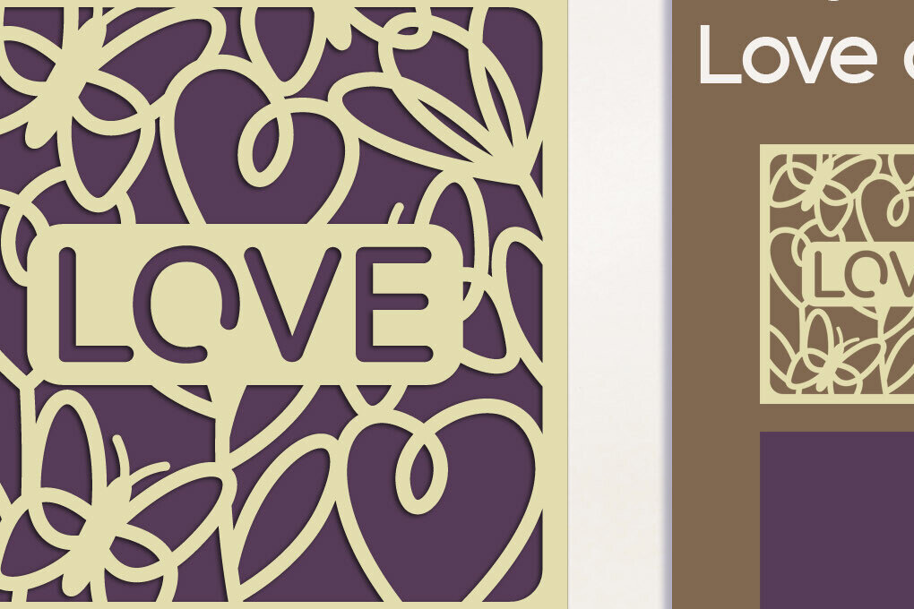 Σετ των 2 Intra απο ξύλο plywood 3mm-4mm πάχος – Κάρτα για την Ημέρα του Αγίου Βαλεντίνου, Love Δίασταση  20x20 cm INTRAFABR-113264507