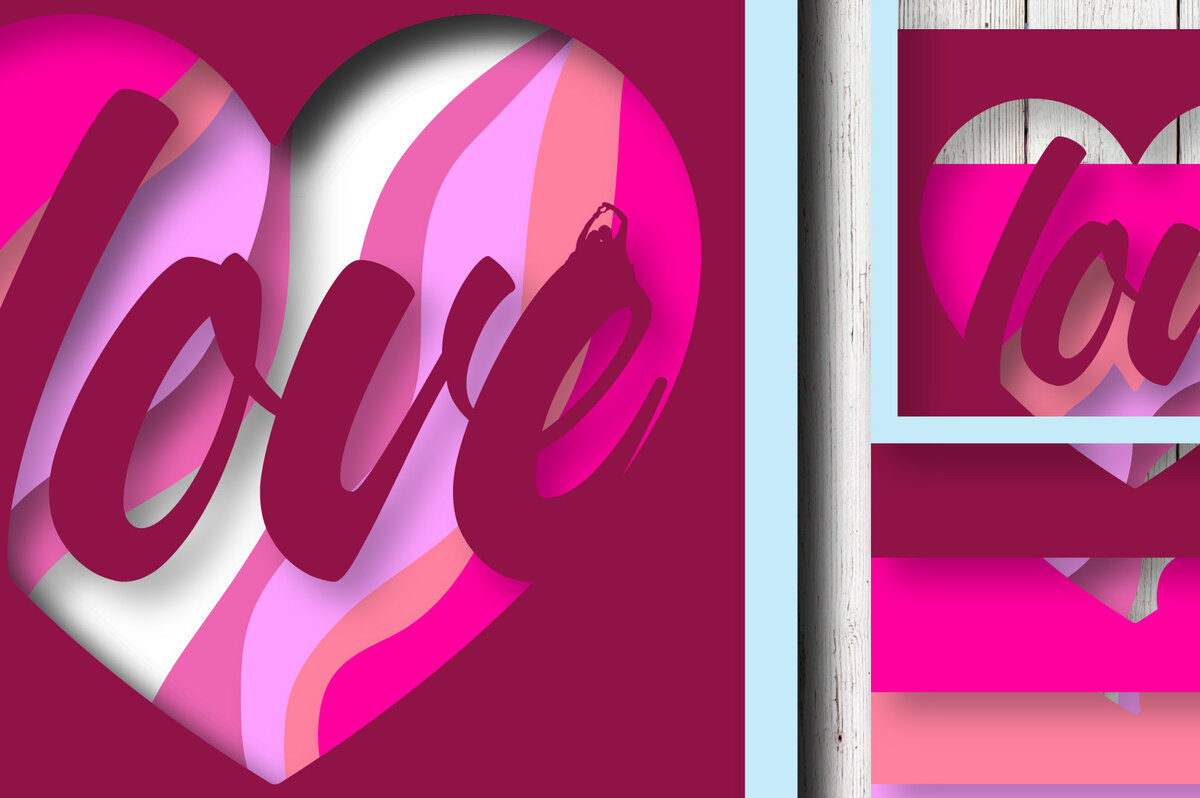 Σετ των 2 Intra απο ξύλο plywood 3mm-4mm πάχος – Κοπή λέιζερ με στρώσεις για την ημέρα του Αγίου Βαλεντίνου Δίασταση  20x20 cm INTRAFABR-21558392