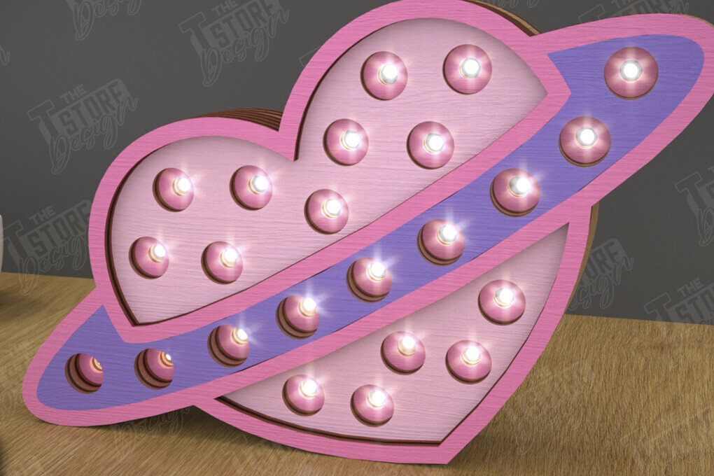 Σετ των 2 Intra απο ξύλο plywood 3mm-4mm πάχος – Ημέρα του Αγίου Βαλεντίνου Led Night Light | Καρδιά Δίασταση  20x20 cm INTRAFABR-111365462