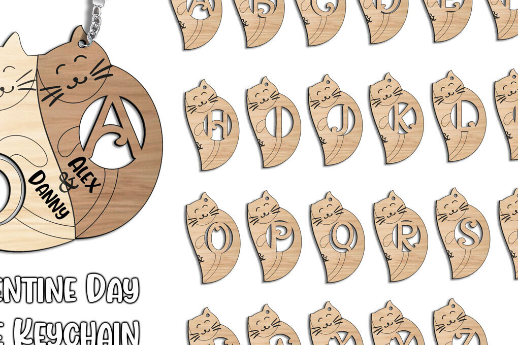 Σετ των 3 Intra απο ξύλο plywood 3mm-4mm πάχος – Μπρελόκ για την ημέρα του Αγίου Βαλεντίνου D Kitty Δίασταση  5x5 cm INTRAFABR-113319492