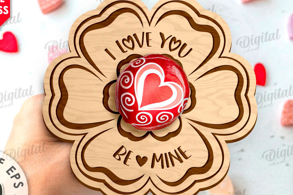 Σετ των 2 Intra απο ξύλο plywood 3mm-4mm πάχος – Κόψιμο Laser για την Ημέρα του Αγίου Βαλεντίνου Δίασταση  20x20 cm INTRAFABR-111751605