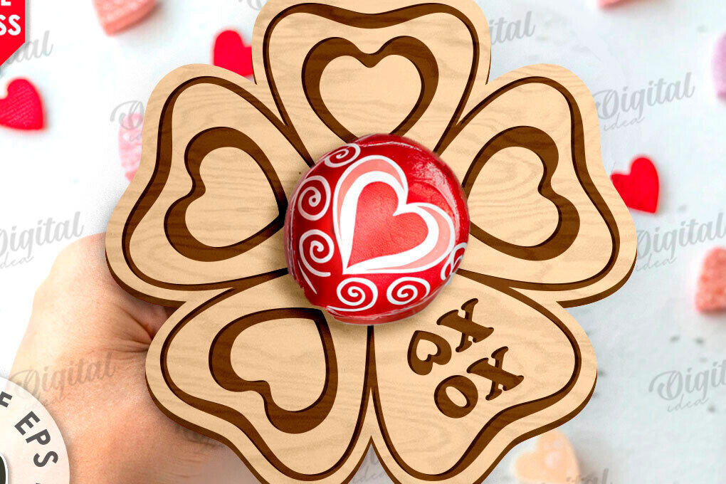 Σετ των 2 Intra απο ξύλο plywood 3mm-4mm πάχος – Κόψιμο Laser για την Ημέρα του Αγίου Βαλεντίνου Δίασταση  20x20 cm INTRAFABR-111751734