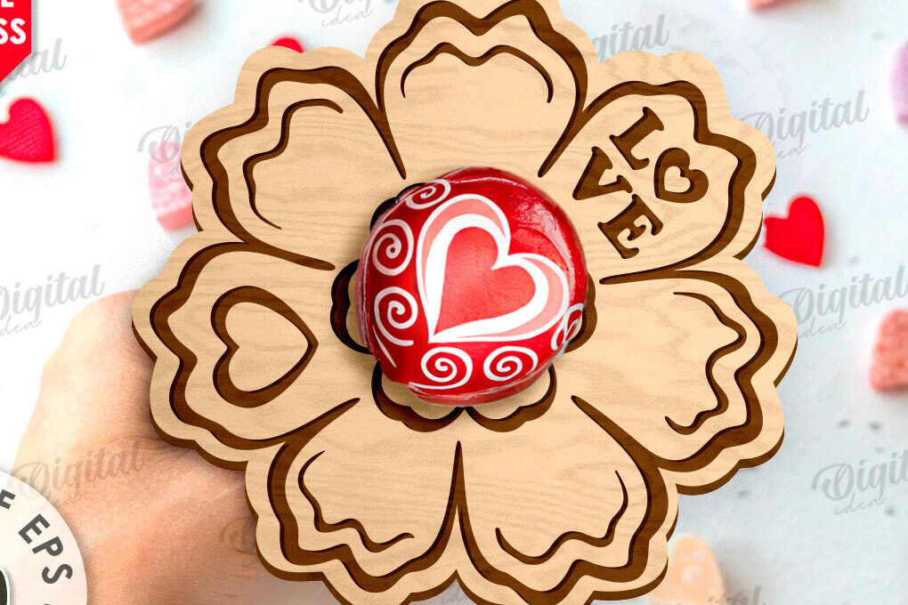 Σετ των 2 Intra απο ξύλο plywood 3mm-4mm πάχος – Κόψιμο Laser για την Ημέρα του Αγίου Βαλεντίνου Δίασταση  20x20 cm INTRAFABR-111752013