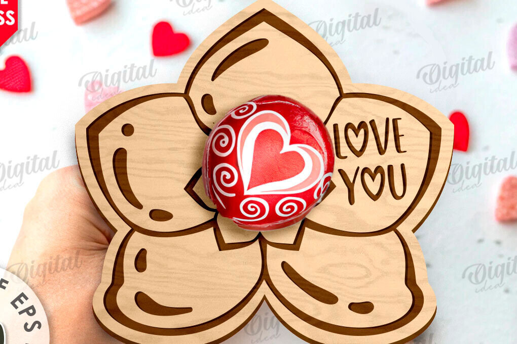 Σετ των 2 Intra απο ξύλο plywood 3mm-4mm πάχος – Κόψιμο Laser για την Ημέρα του Αγίου Βαλεντίνου Δίασταση  20x20 cm INTRAFABR-111752166