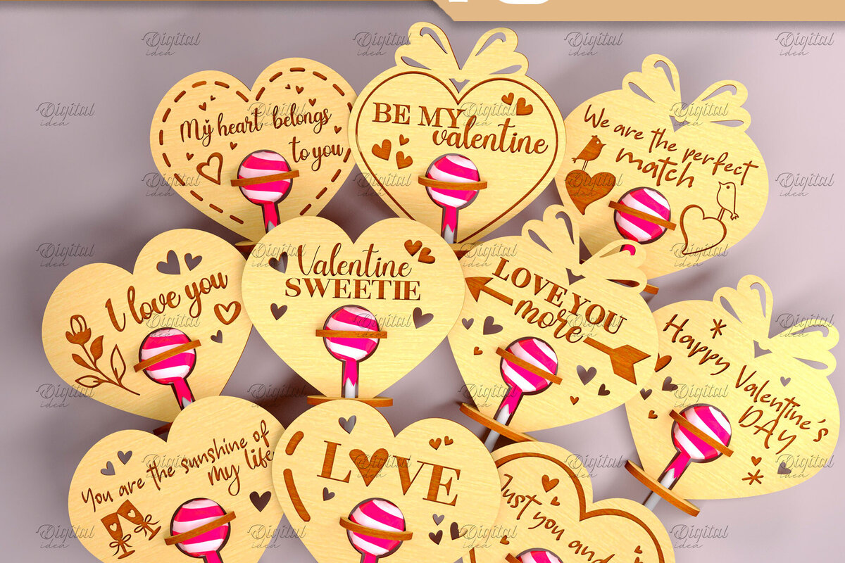 Σετ των 2 Intra απο ξύλο plywood 3mm-4mm πάχος – Πακέτο με γλειφιτζούρια για την ημέρα του Αγίου Βαλεντίνου Δίασταση  20x20 cm INTRAFABR-83942140