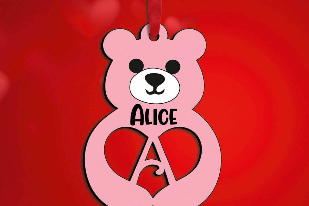 Σετ των 2 Intra απο ξύλο plywood 3mm-4mm πάχος – Ημέρα του Αγίου Βαλεντίνου Love Bear Επιστολή ένα δώρο Δίασταση  20x20 cm INTRAFABR-115168227