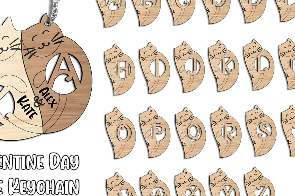 Σετ των 3 Intra απο ξύλο plywood 3mm-4mm πάχος – Ημέρα του Αγίου Βαλεντίνου Love Keychain Letter K Δίασταση  5x5 cm INTRAFABR-113333191