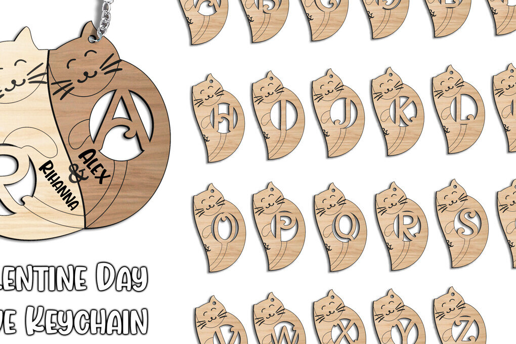 Σετ των 3 Intra απο ξύλο plywood 3mm-4mm πάχος – Ημέρα του Αγίου Βαλεντίνου Love Keychain Letter R Δίασταση  5x5 cm INTRAFABR-113483270