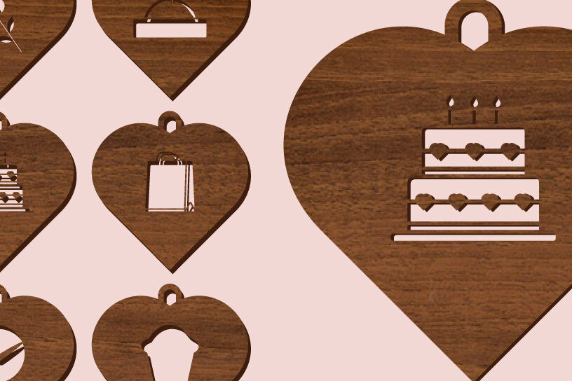 Σετ των 2 Intra απο ξύλο plywood 3mm-4mm πάχος – Σημάδι κοπής αγάπης για την ημέρα του Αγίου Βαλεντίνου Δίασταση  20x20 cm INTRAFABR-55532876