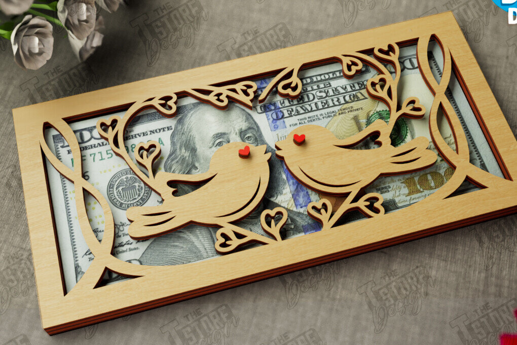 Σετ των 2 Intra απο ξύλο plywood 3mm-4mm πάχος – Κάτοχος χρημάτων για την ημέρα του Αγίου Βαλεντίνου | Ιδέα δώρου Δίασταση  20x20 cm INTRAFABR-112498580