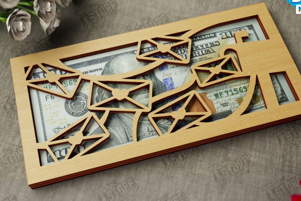 Σετ των 2 Intra απο ξύλο plywood 3mm-4mm πάχος – Κάτοχος χρημάτων για την ημέρα του Αγίου Βαλεντίνου | Ιδέα δώρου Δίασταση  20x20 cm INTRAFABR-112498596