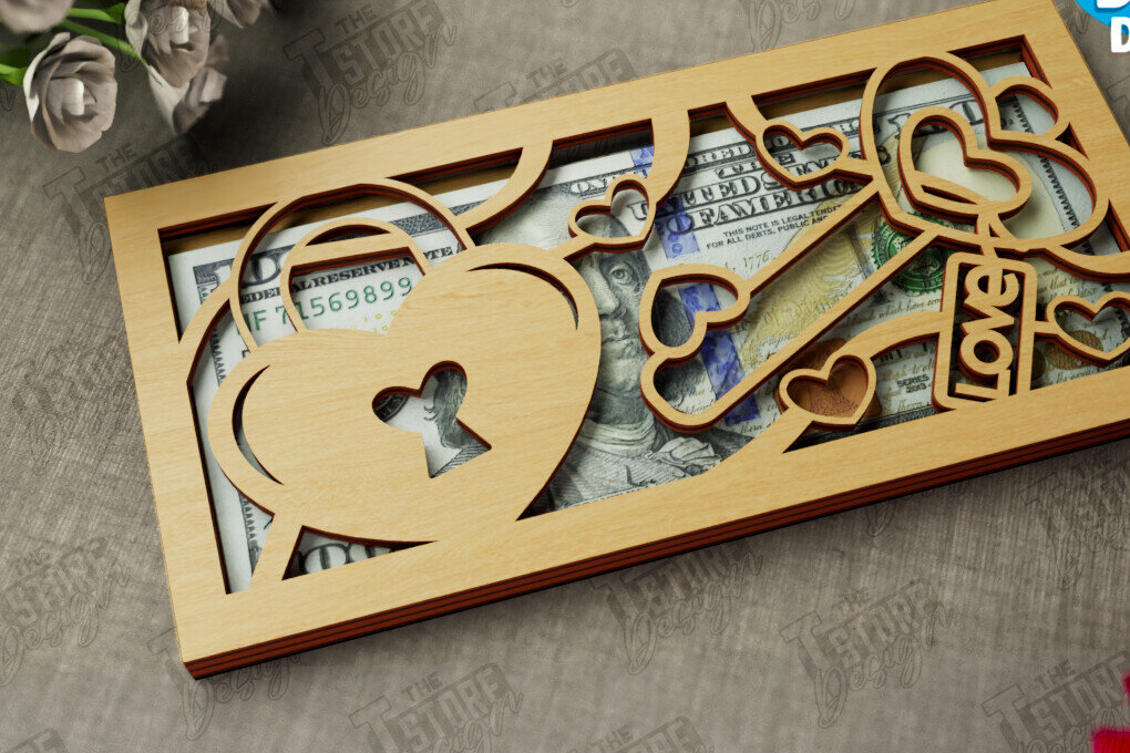 Σετ των 2 Intra απο ξύλο plywood 3mm-4mm πάχος – Κάτοχος χρημάτων για την ημέρα του Αγίου Βαλεντίνου | Ιδέα δώρου Δίασταση  20x20 cm INTRAFABR-112498619