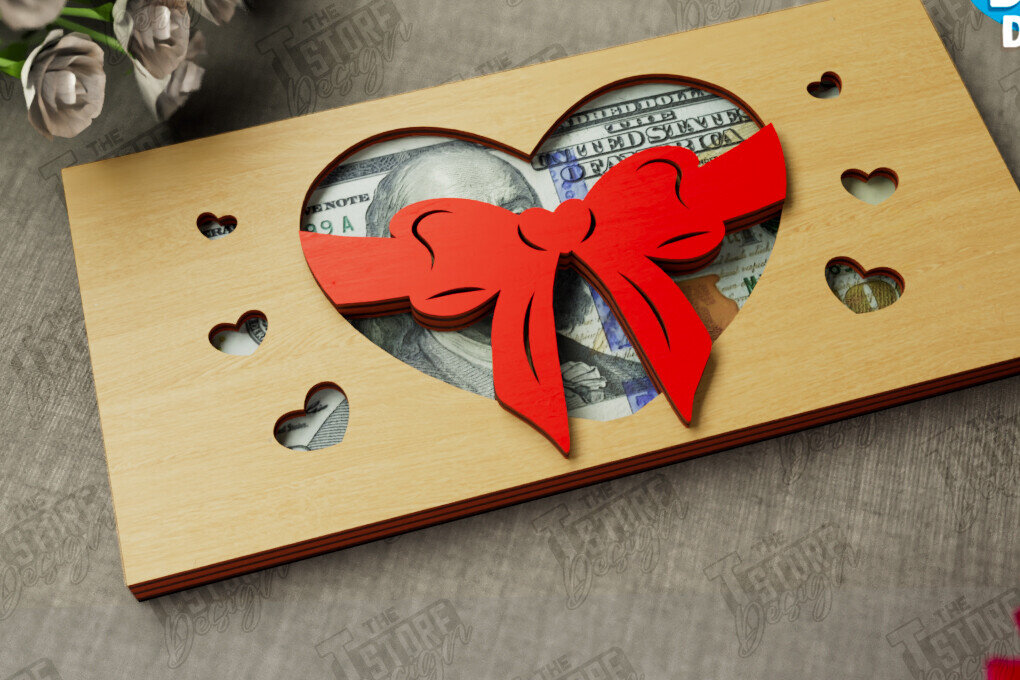 Σετ των 2 Intra απο ξύλο plywood 3mm-4mm πάχος – Κάτοχος χρημάτων για την ημέρα του Αγίου Βαλεντίνου | Ιδέα δώρου Δίασταση  20x20 cm INTRAFABR-112498626