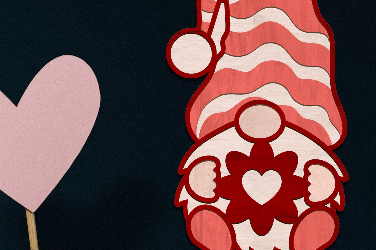 Σετ των 2 Intra απο ξύλο plywood 3mm-4mm πάχος – Αρχεία Gnome πολλαπλών επιπέδων για την ημέρα του Αγίου Βαλεντίνου Δίασταση  20x20 cm INTRAFABR-86933690