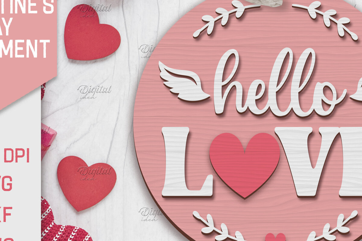 Σετ των 2 Intra απο ξύλο plywood 3mm-4mm πάχος – Λέιζερ στολίδι του Αγίου Βαλεντίνου. Αγαπήστε το Δίασταση  20x20 cm INTRAFABR-85706950