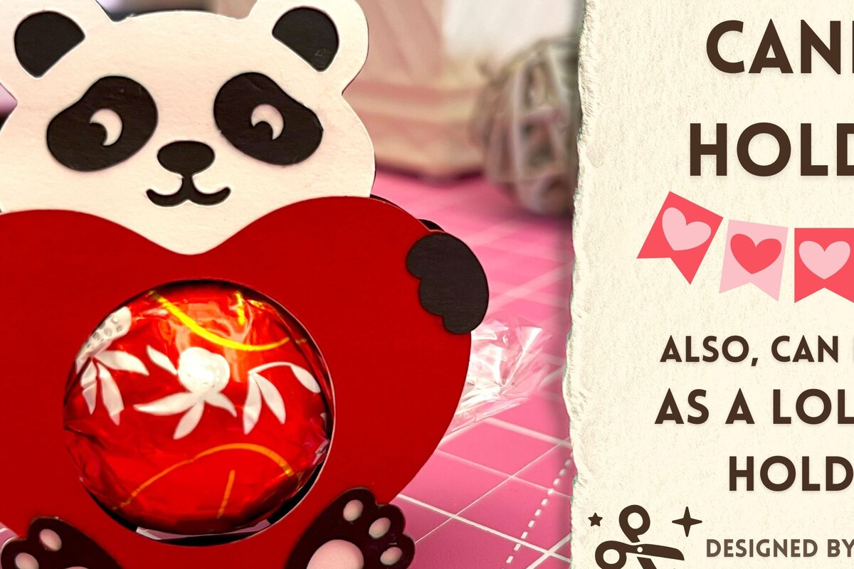 Σετ των 2 Intra απο ξύλο plywood 3mm-4mm πάχος – Ημέρα του Αγίου Βαλεντίνου Panda Candy Holder Δίασταση  20x20 cm INTRAFABR-90899357