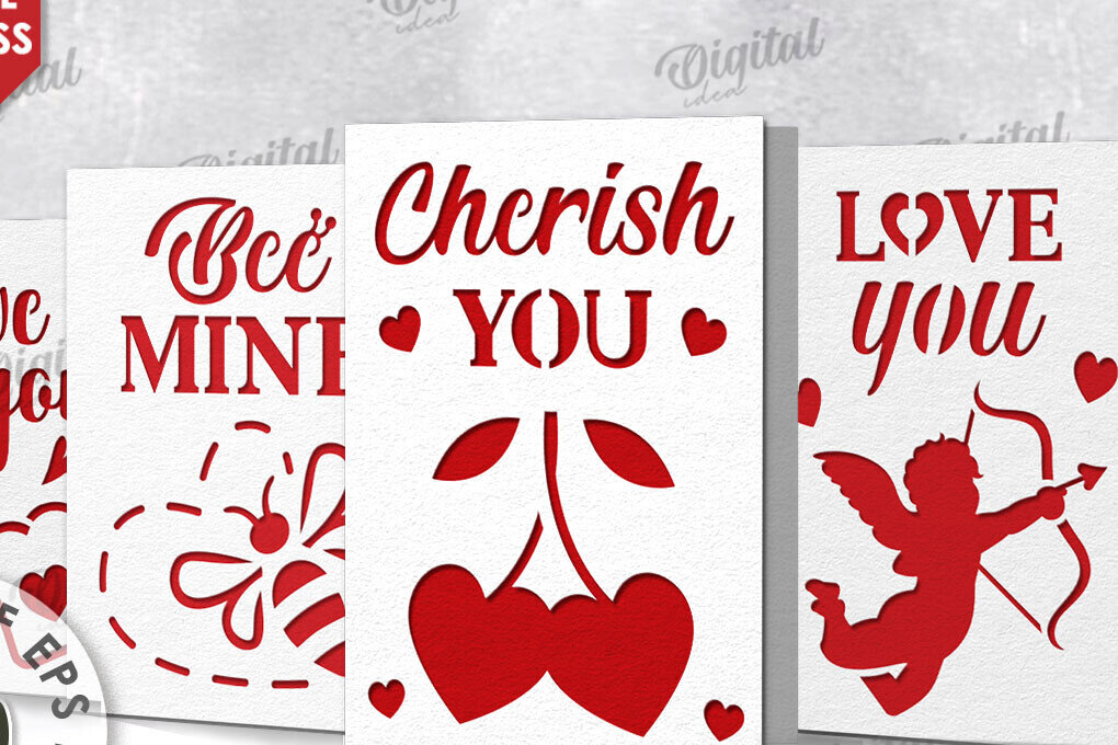 Σετ των 2 Intra απο ξύλο plywood 3mm-4mm πάχος – Πακέτο χάρτινων καρτών για την ημέρα του Αγίου Βαλεντίνου Δίασταση  20x20 cm INTRAFABR-114397089