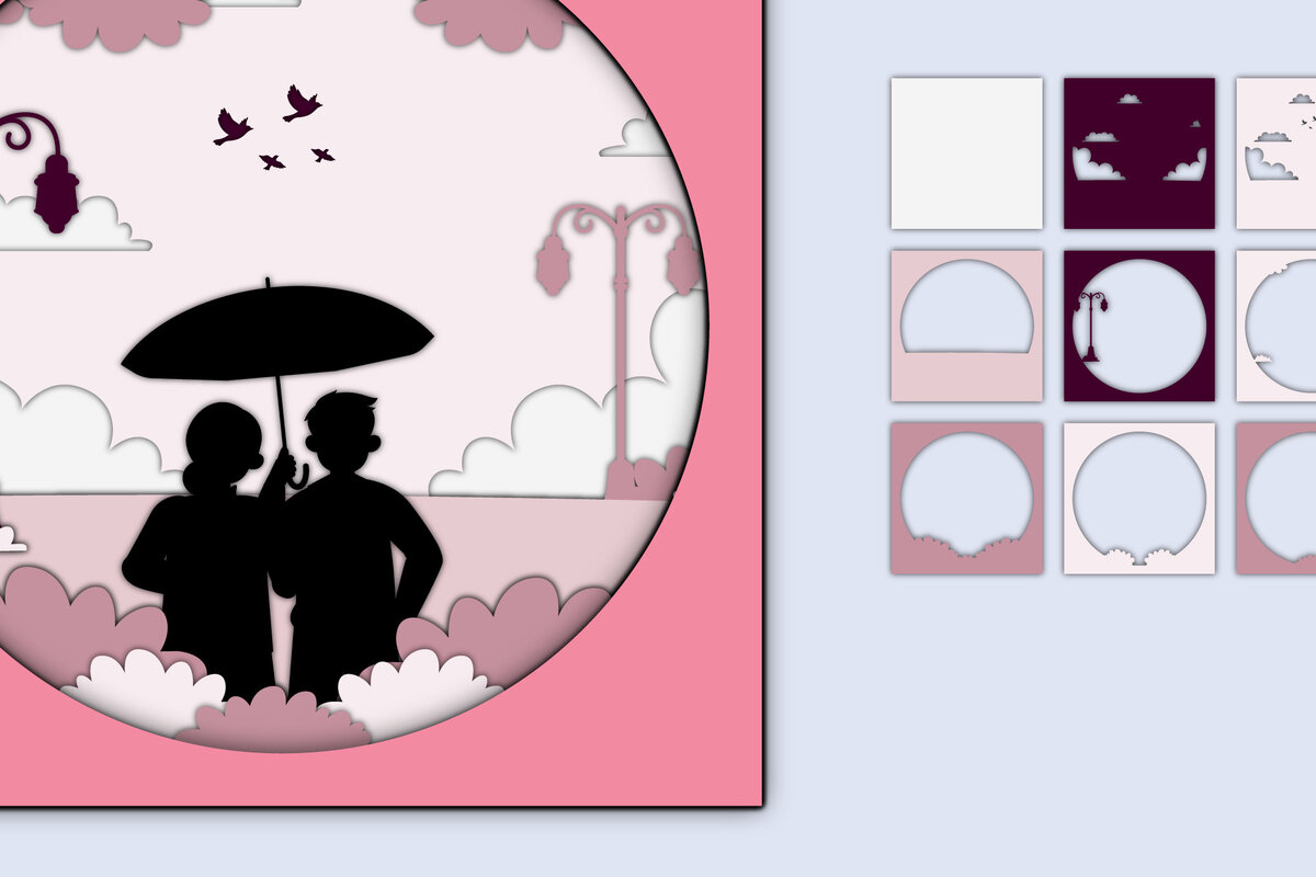 Σετ των 2 Intra απο ξύλο plywood 3mm-4mm πάχος – Χαρτί κοπής 3D για την ημέρα του Αγίου Βαλεντίνου Δίασταση  20x20 cm INTRAFABR-56550069