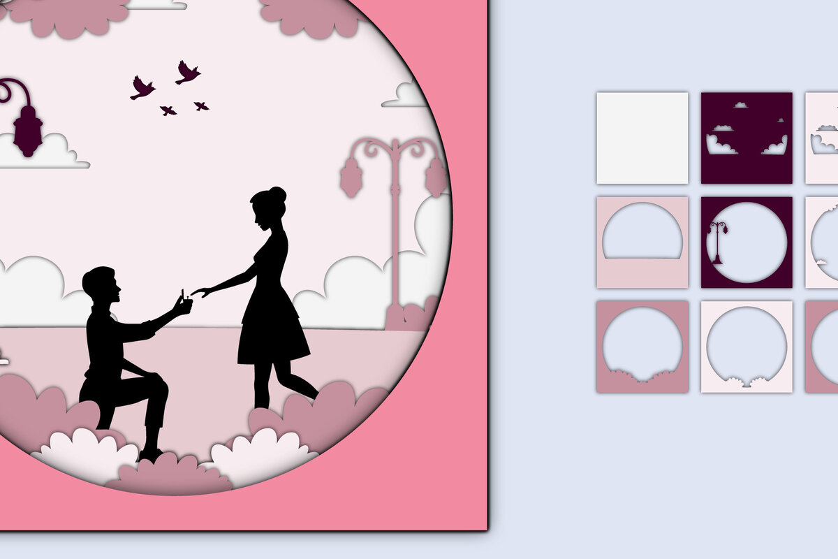 Σετ των 2 Intra απο ξύλο plywood 3mm-4mm πάχος – Χαρτί κοπής 3D για την ημέρα του Αγίου Βαλεντίνου Δίασταση  20x20 cm INTRAFABR-56550349