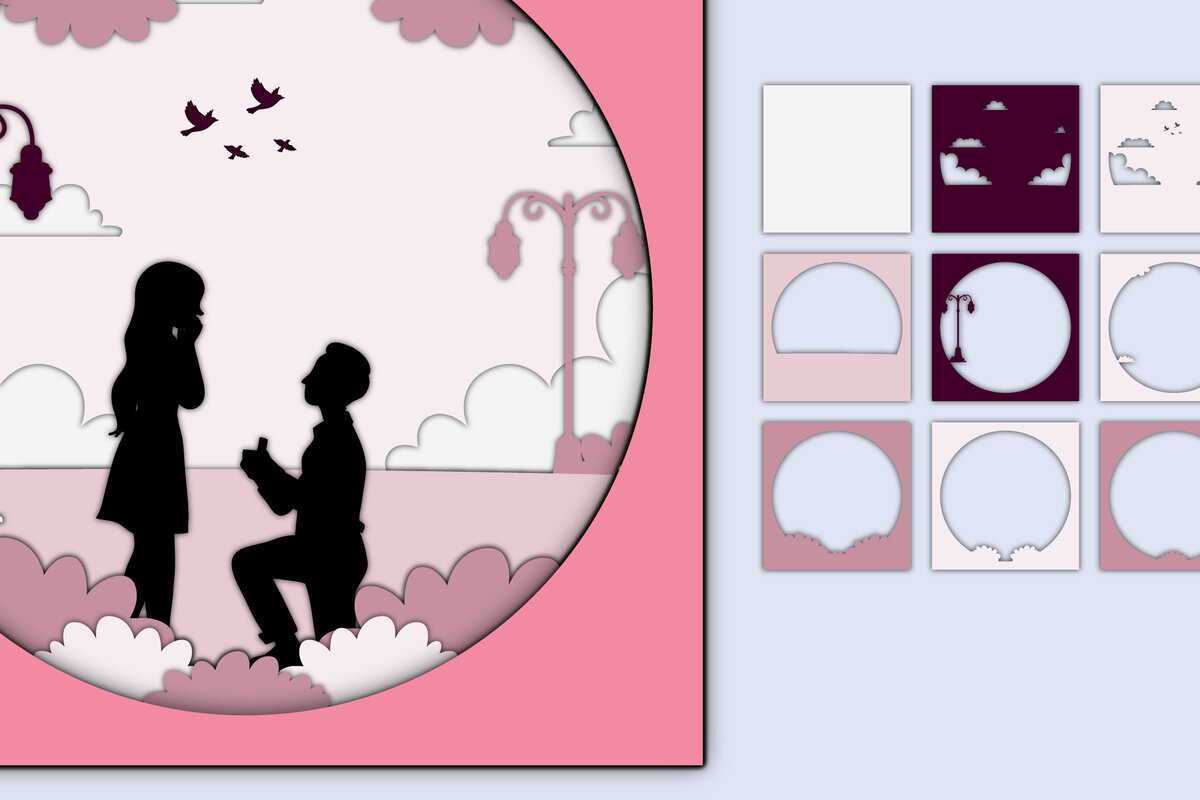 Σετ των 2 Intra απο ξύλο plywood 3mm-4mm πάχος – Χαρτί κοπής 3D για την ημέρα του Αγίου Βαλεντίνου Δίασταση  20x20 cm INTRAFABR-56550836