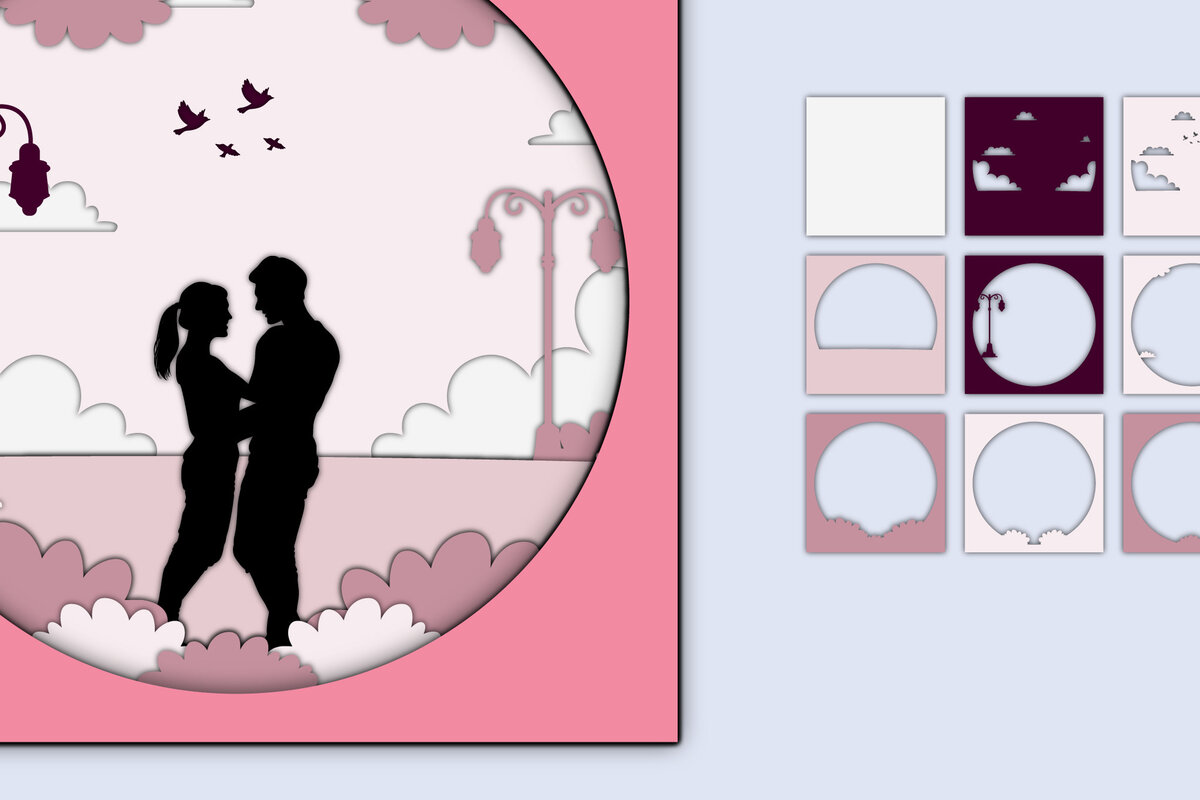 Σετ των 2 Intra απο ξύλο plywood 3mm-4mm πάχος – Χαρτί κοπής 3D για την ημέρα του Αγίου Βαλεντίνου Δίασταση  20x20 cm INTRAFABR-56551342