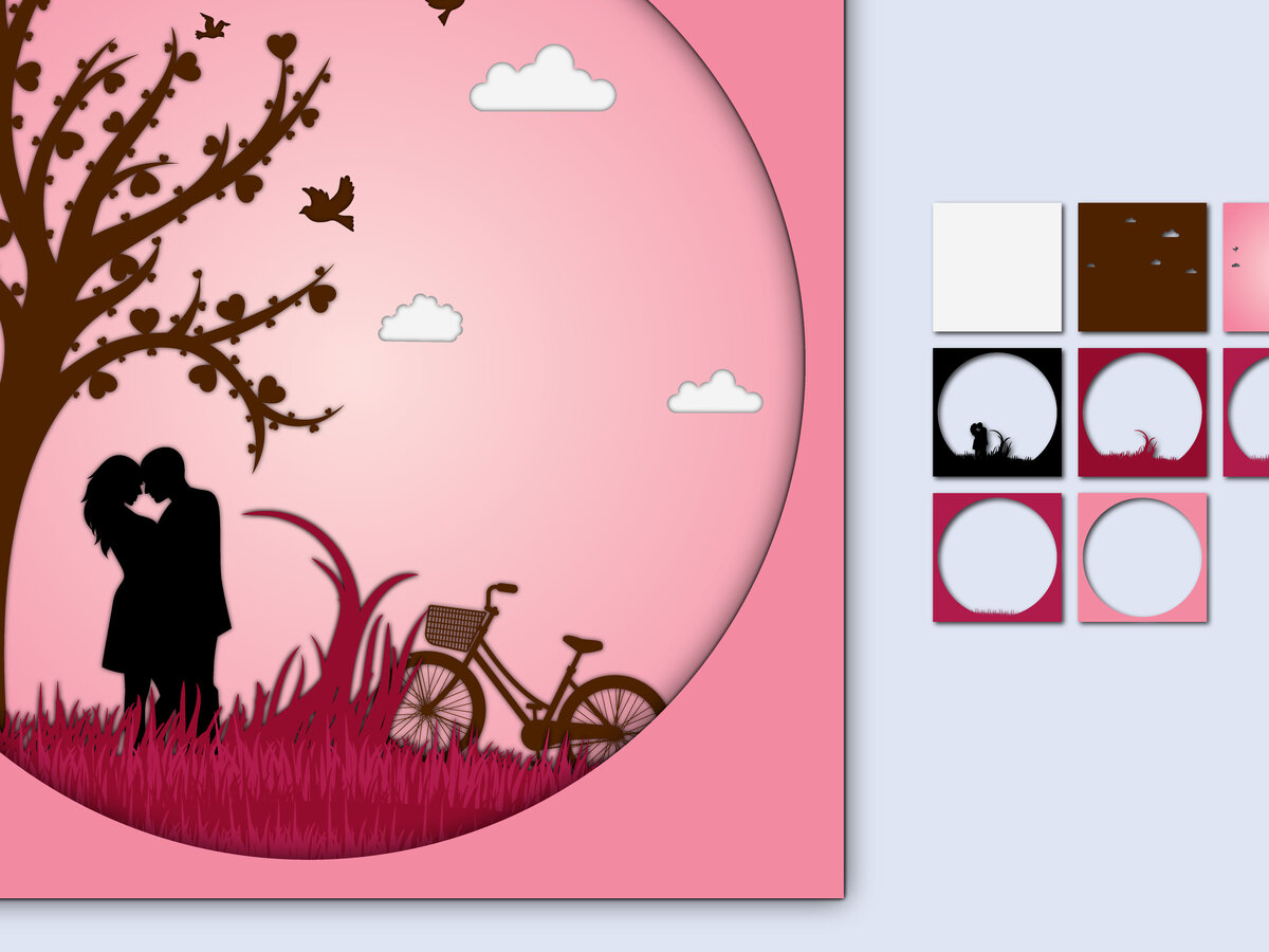 Σετ των 2 Intra απο ξύλο plywood 3mm-4mm πάχος – Χαρτί κοπής 3D για την ημέρα του Αγίου Βαλεντίνου Δίασταση  20x20 cm INTRAFABR-56465510